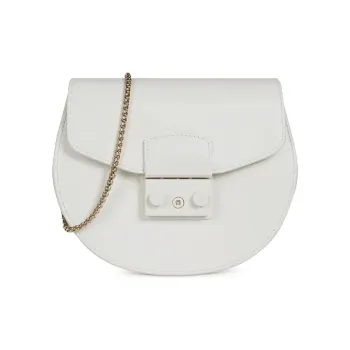 Furla Metropolis Collection Cow Leather Shoulder Bag, Crossbody Bag Mini Women's Pure White