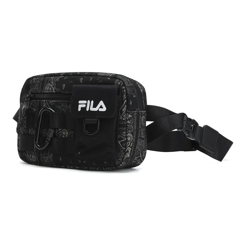 FILA FUSION Fabric Sports Urban Techwear Fanny Pack Monogram Shoulder Bag, Crossbody Bag Regular Unisex Pitch Black-1