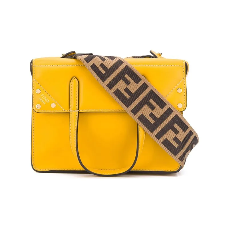 FENDI Cow Leather Shoulder Bag Tote Women's Yellow-0