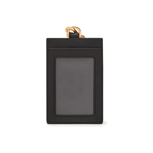 VERSACE VERSACE Leather Business Card Holder Card Clip Card Case Women's Black-1