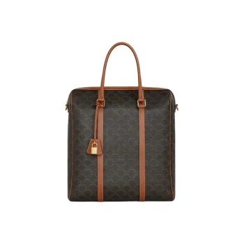 CELINE Cow Leather Tote Bag Shopping Bag Boston Bag Handbag Shoulder Bag Men's Tawny