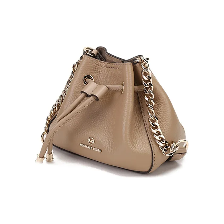 MICHAEL KORS Phoebe Cow Leather Bucket Bag, Chain Bag, Shoulder Bag Women's Camel-1