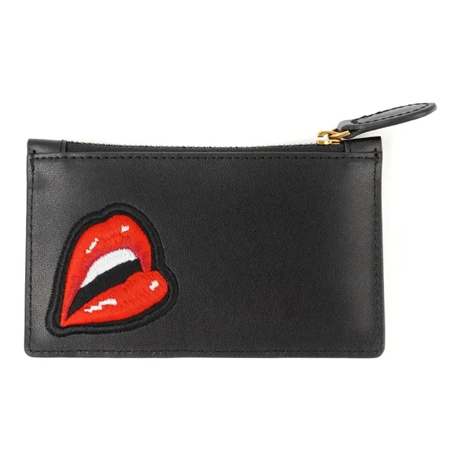 PINKO Cow Leather Card Holder Women's Black Black Gold-0