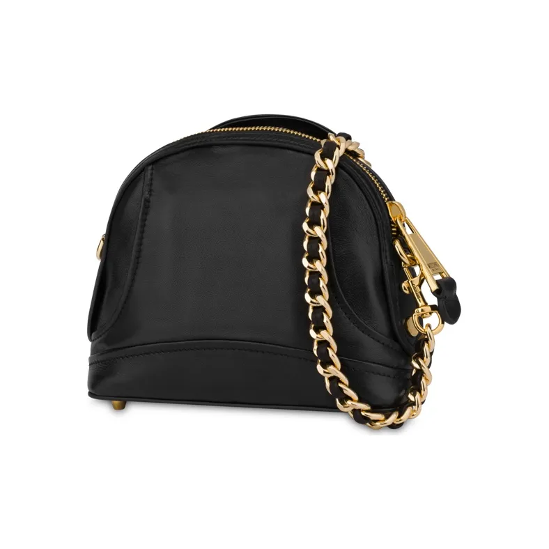 MOSCHINO Sheepskin Shoulder Bag Women's Black-2
