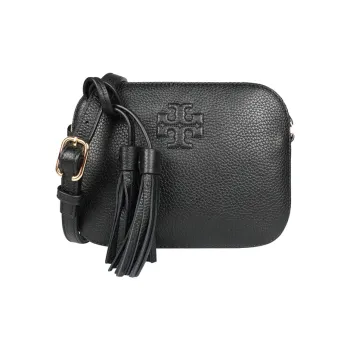 TORY BURCH Robinson Litchi Grain Leather Camera Bag, Crossbody Bag, Shoulder Bag Women's Black