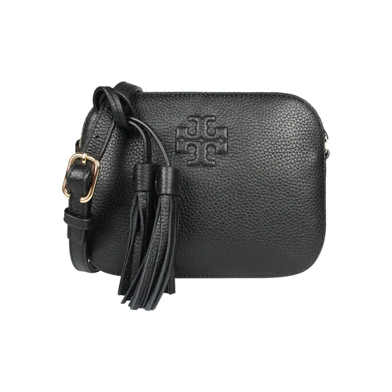 TORY BURCH Robinson Litchi Grain Leather Camera Bag, Crossbody Bag, Shoulder Bag Women's Black-0