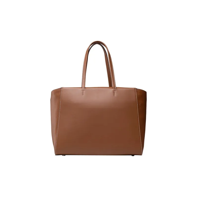 Furla Grain Leather Tote Bag, Shopping Bag, Shoulder Bag, Handbag Large Size Women's Brown-3