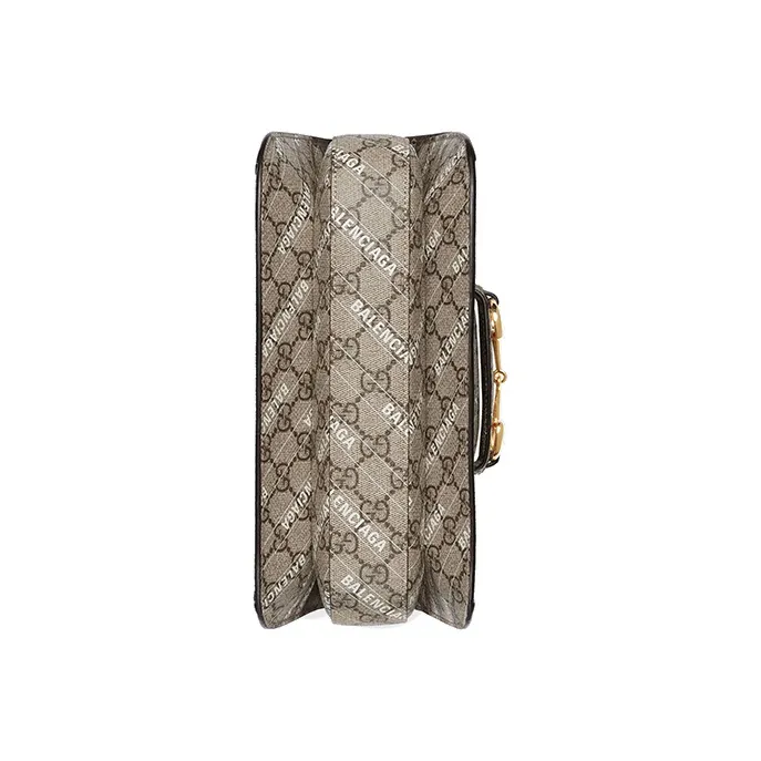 GUCCI Paris House Collaboration Horsebit 1955 Leather Saddle Bag, Shoulder Bag, Crossbody Bag Trumpets Unisex Ebony-2
