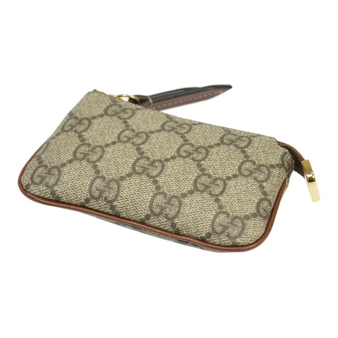GUCCI Canvas With Leather PVC Key Pouch Coin Purse Regular Unisex Ebony/Brown-3