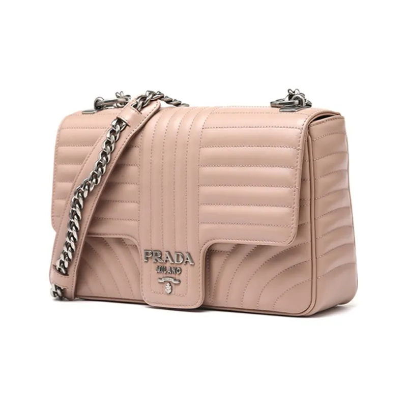 PRADA Cow Leather Small Square Bag Shoulder Bag Handbag Women's Nude-3