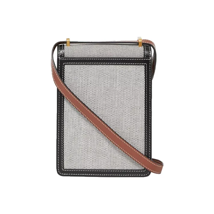 Burberry Robin Cotton Canvas With Two Tone Leather Shoulder Bag, Crossbody Bag, Cell Phone Pouch Women's-3