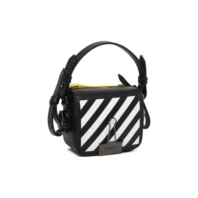 OFF WHITE Genuine Leather Shoulder Bag Small Size Unisex Black-2
