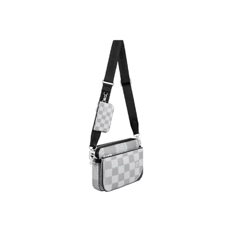 LOUIS VUITTON Trio Coated Canvas Men's 3 in 1 Messenger Bag, Shoulder Bag, Crossbody Bag Medium Size Men's Light Gray-1