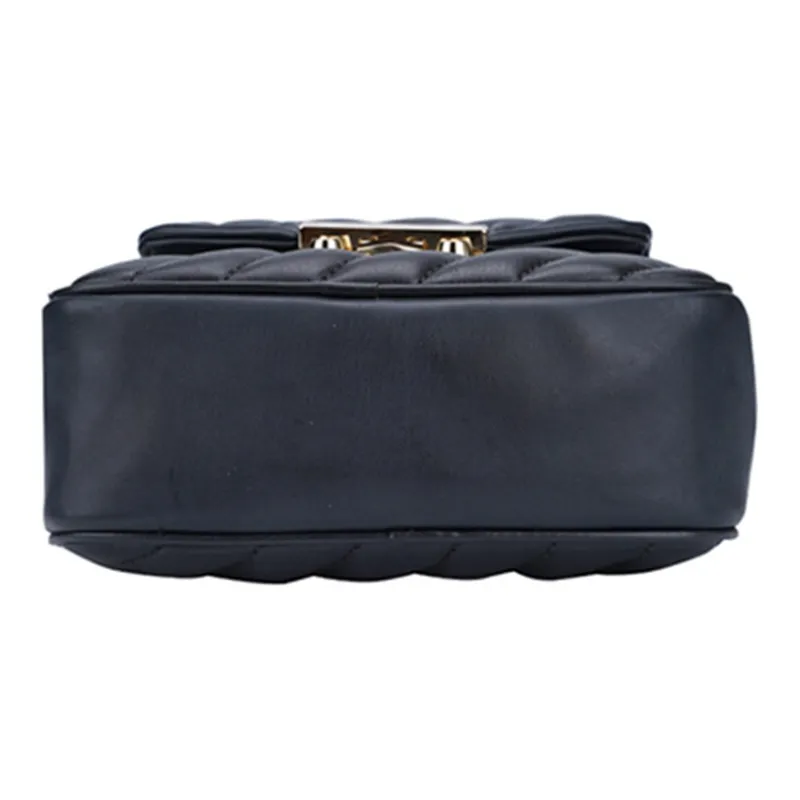 MICHAEL KORS Rose Leather Camera Bag, Crossbody Bag, One Shoulder Handbag Trumpets Women's Pure Black-3
