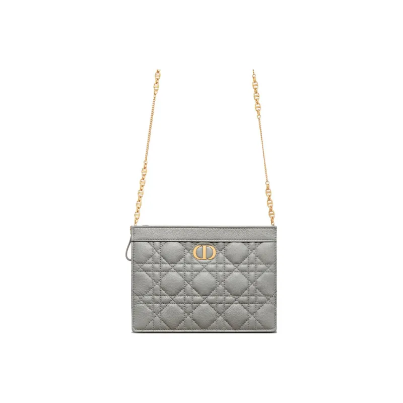 DIOR Caro Soft Cow Leather Clutch, Shoulder Bag, Crossbody Bag Women's Gray-1