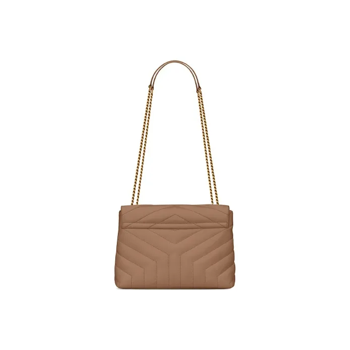 SAINT LAURENT LOULOU Quilting Leather Chain Crossbody Bag Shoulder Bag Small Size Women's Beige-1