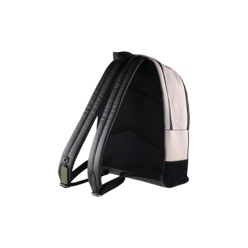 COACH West Matte Pebbled Leather, Suede Leather, And Smooth Leather Backpack Large Size Men's Gray Black Green-2