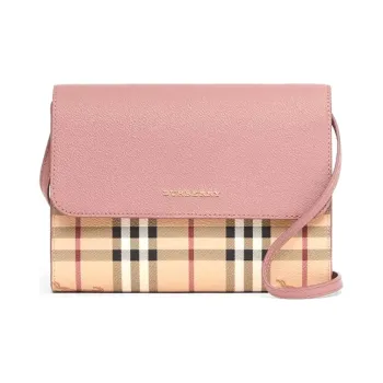 Burberry Vintage Canvas With Leather Shoulder Bag, Crossbody Bag Regular Women's Pink