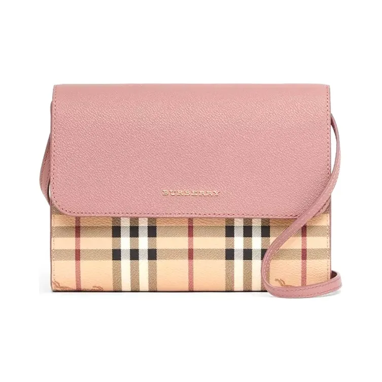 Burberry Vintage Canvas With Leather Shoulder Bag, Crossbody Bag Regular Women's Pink-0
