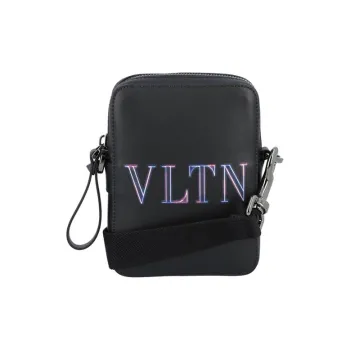 Valentino VLTN Calfskin Cell Phone Pouch Shoulder Bag Men's Black