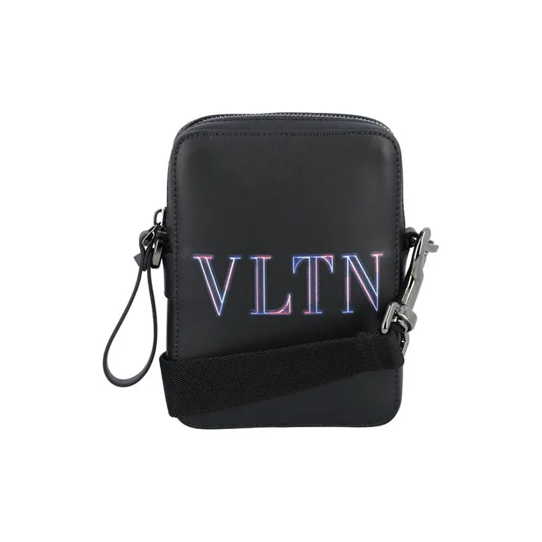 Valentino VLTN Calfskin Cell Phone Pouch Shoulder Bag Men's Black-0