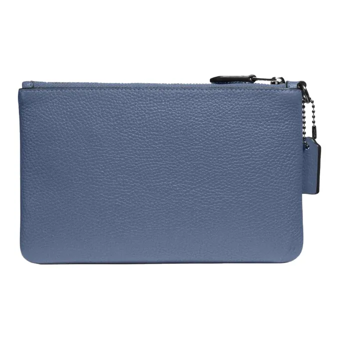 COACH Wristlet Leather Clutch Coin Purse Wrist Bag Small Size Women's Haze Blue-1