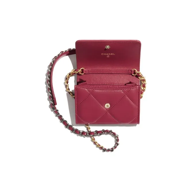 CHANEL 19Bag Goatskin Crossbody Bag Handbag Shoulder Bag Backpack Coin Purse Women's Pink-3