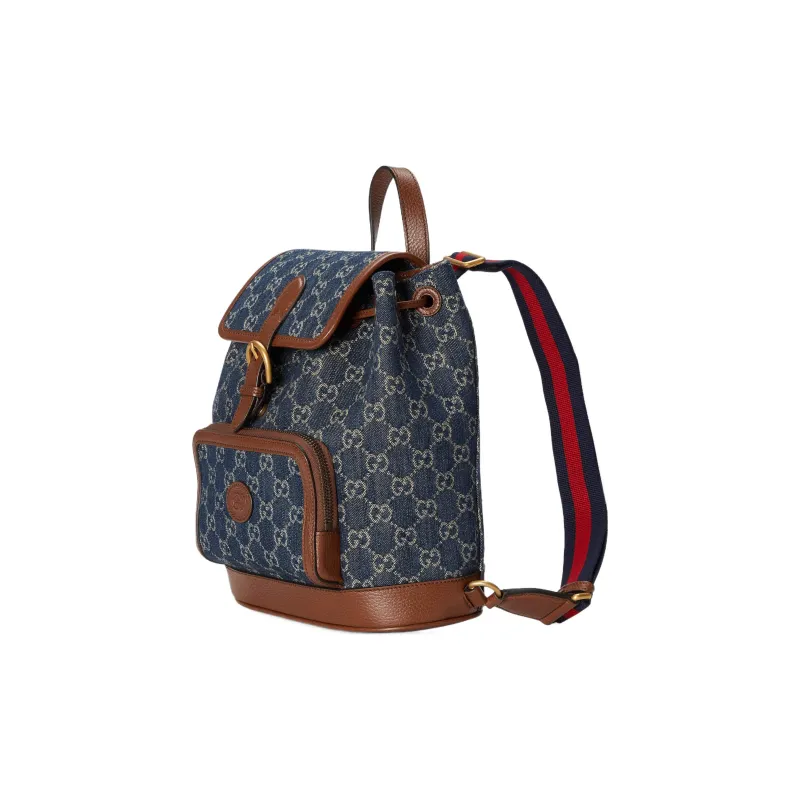 GUCCI Denim Backpack Regular Unisex Blue/Brown-1