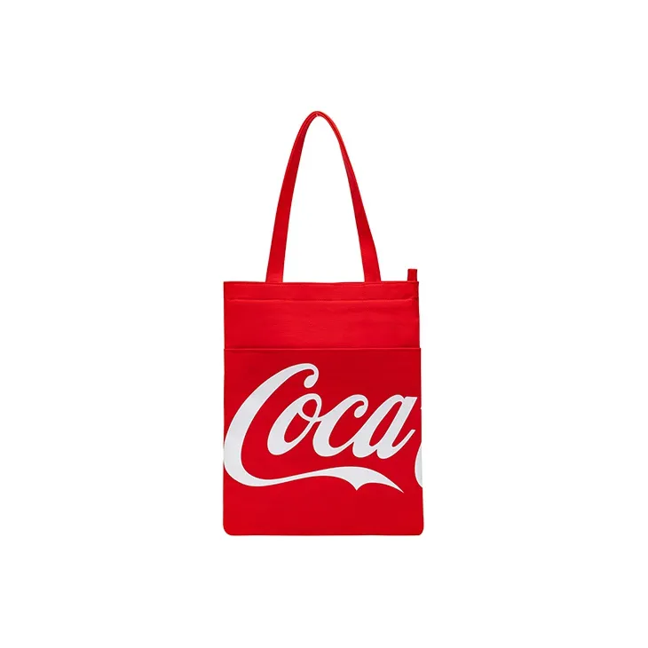 Coca Cola Canvas Tote Bag, Shopping Bag, Canvas Bag, Handbag, Shoulder Bag Unisex Red/White-0