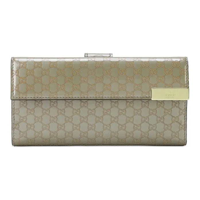 GUCCI Leather Wallet Money Clip Card Holder Women's Taupe-0