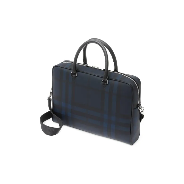 Burberry Leather Handbag Shoulder Bag Crossbody Bag Briefcase Men's Marine Blue-3