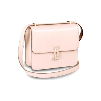 CARTIER Double C Calfskin Shoulder Bag Crossbody Bag Mini Women's Pink