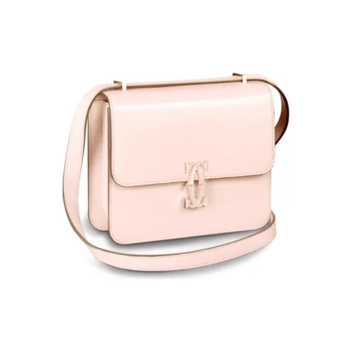 CARTIER Double C Calfskin Shoulder Bag Crossbody Bag Mini Women's Pink