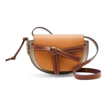 LOEWE Gate Soft Cow Leather Bowknot Bag, Handheld Crossbody Bag, Shoulder Bag Women's Amber/Light Gray/Rusty Red