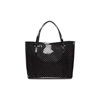 GUCCI Shiny Patent Leather Tote Bag Shopping Bag Handbag Shoulder Bags Regular Women's Black