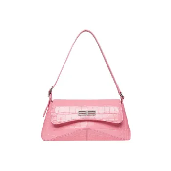 Balenciaga Xx Crocodile Embossed Flap Bag Small Pink