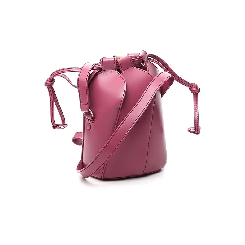 Chloe Leather Bucket Bags Shoulder Bag Crossbody Bag Women's Beige/Rose Red-2
