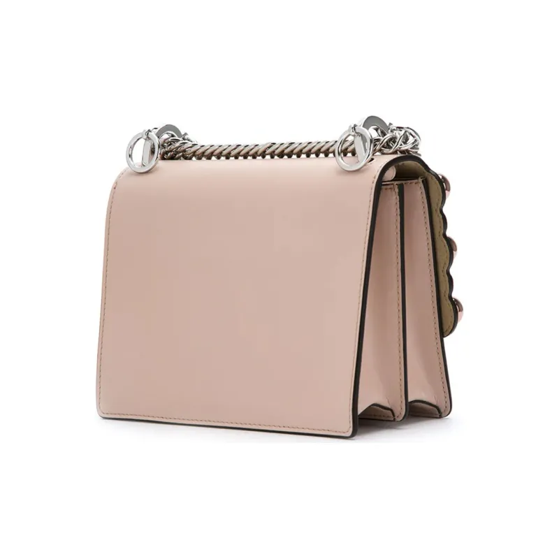 FENDI Kan I Leather Shoulder Bag, Crossbody Bag Small Size Women's Pink-1
