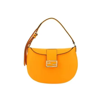 FENDI Leather Croissant Bag, Shoulder Bag, Crescent Bag, One Shoulder Handbag Trumpets Women's Orange