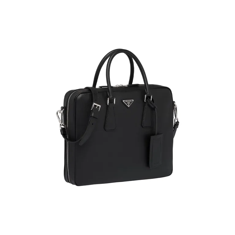 PRADA Saffiano Leather Briefcases Handbags Men's Black-1