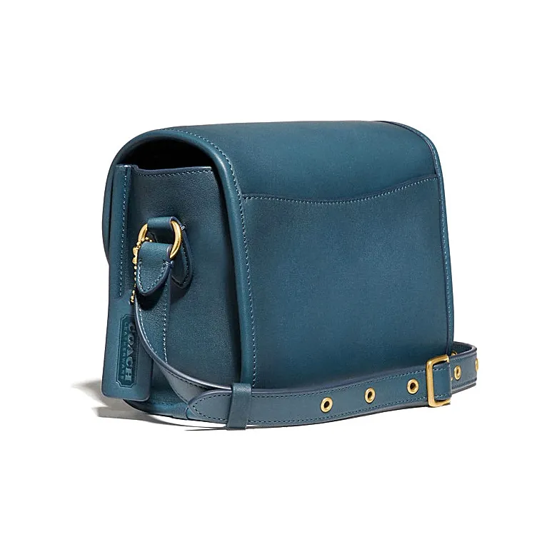 COACH Turnlock Leather Lunch Box Bag Shoulder Bag Crossbody Bag Women's Turquoise-1