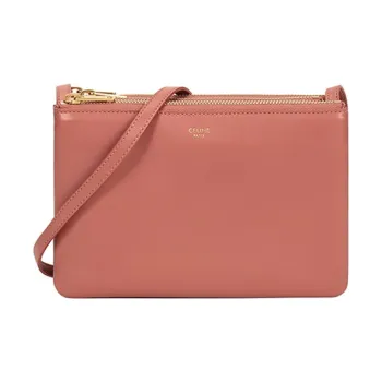 CELINE Trio Sheepskin Clutch, Crossbody Bag, Shoulder Bag Women's Litchi Color