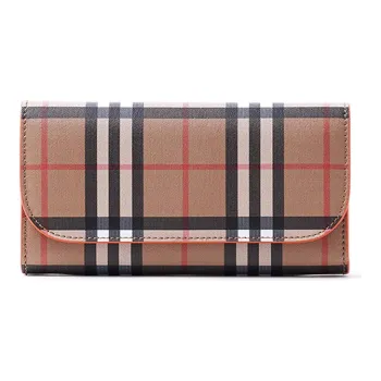 Burberry Cow Leather Card Holder Wallet Women's Khaki/Orange