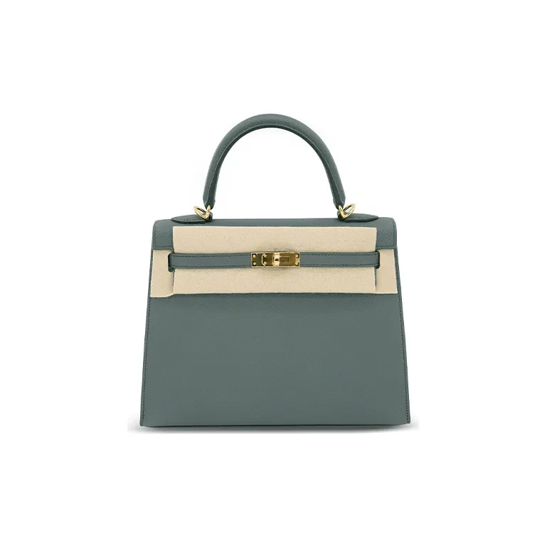 HERMES Kelly Epsom Leather Kelly Bag, One Shoulder Handbag Regular Women's Vert Amande Almond Green-0