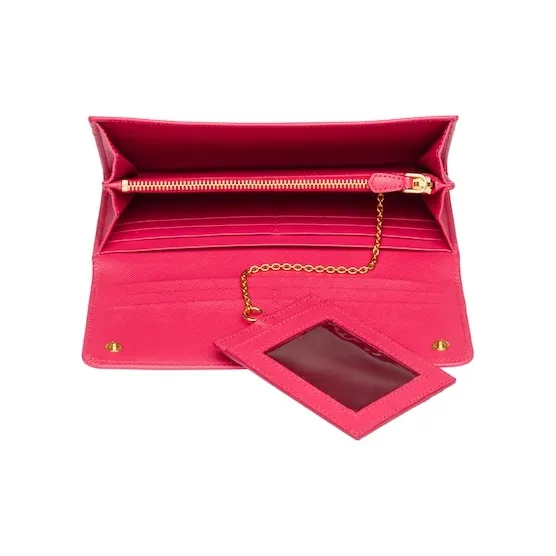 PRADA Cow Leather Wallet Women's Pink Peony-4