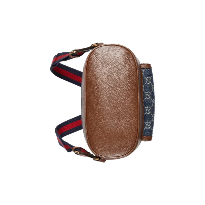 GUCCI Denim Backpack Regular Unisex Blue/Brown-6
