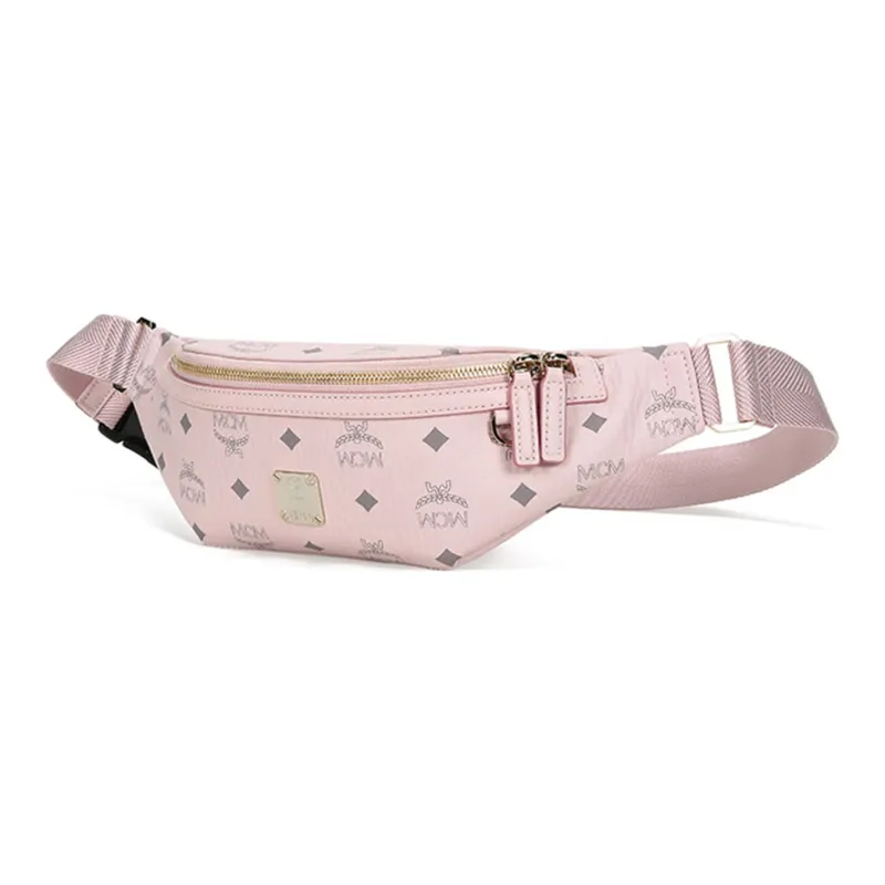 MCM Artificial Leather Sling Bag Small Size Women's Soft Pink-1