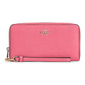 COACH Zip Around Leather Clutches Wallets Medium Size Women's Pink Purple