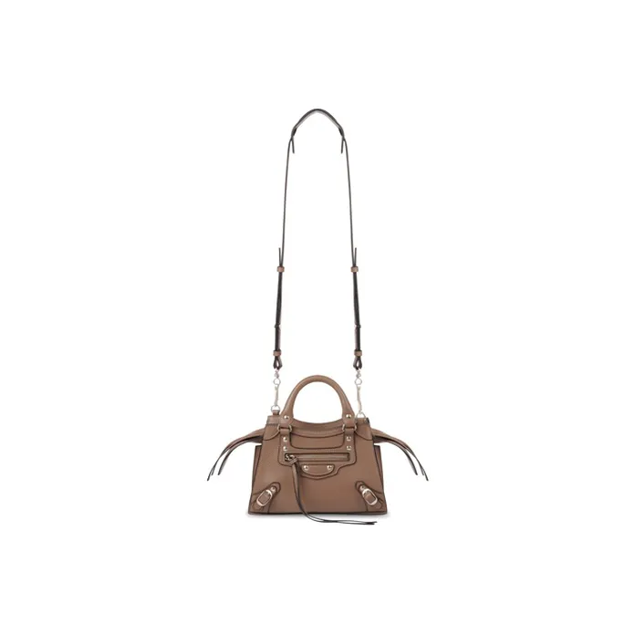 Balenciaga Cow Leather Handbag Shoulder Bags Mini Women's Brown-4