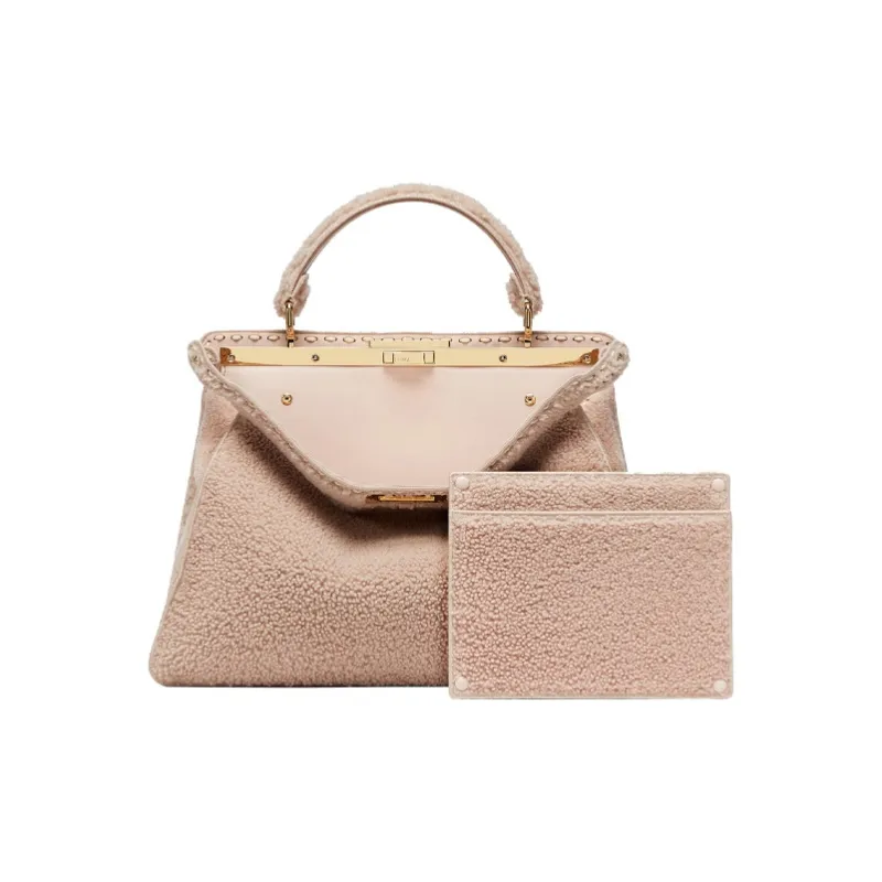 FENDI Peekaboo ISeeU Sheepskin Shoulder Bag, Crossbody Bag, Handbag Large Size Women's Pink, Candy-2